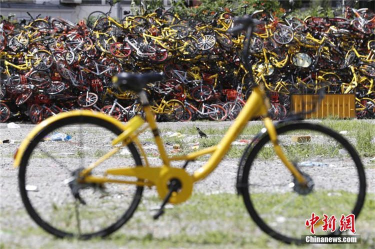 上海にシェア自転車の「墓場(chǎng)」現(xiàn)る　山のように積み上げられた自転車たち