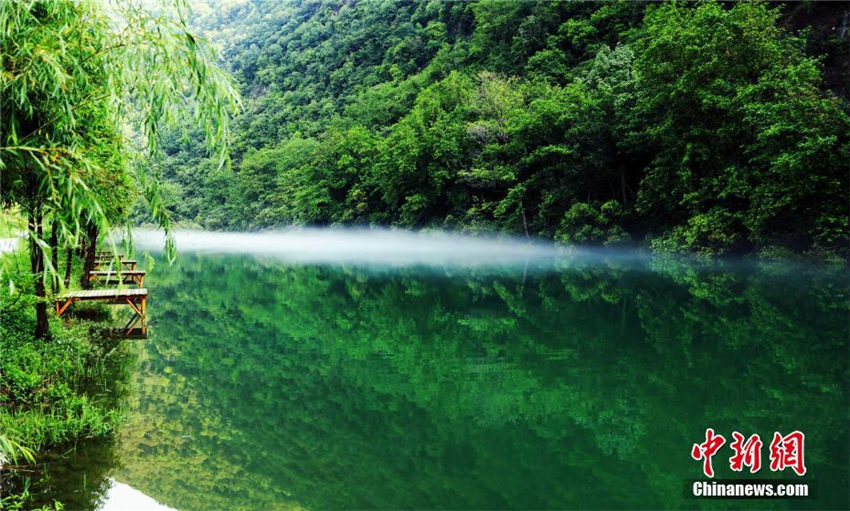 長江支流の香景源に獨(dú)特な「白沙奇霧」の奇観現(xiàn)る