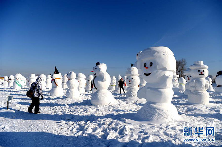 ハルビンで様々なタイプの雪だるま2018體が展示