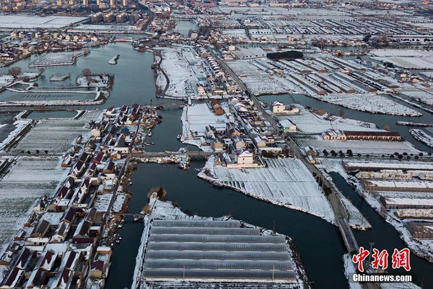 江蘇?南通白甸　降雪後に魅力的な景観