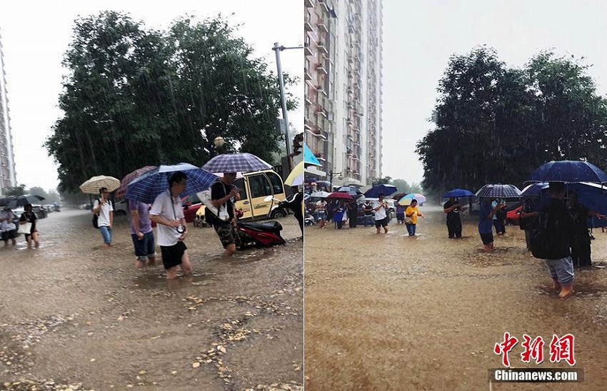 北京市　豪雨により多くの場(chǎng)所がまるで海と化す