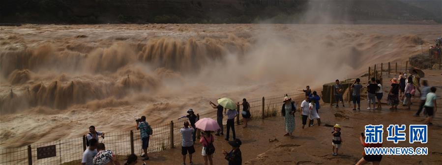 黃河壺口瀑布の水かさが増し壯大な景色に