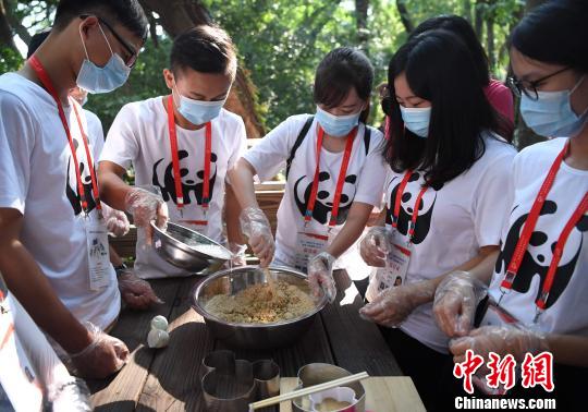 大陸部と臺(tái)灣地區(qū)の大學(xué)生たちがパンダに可愛(ài)らしい「エサ」を手作り