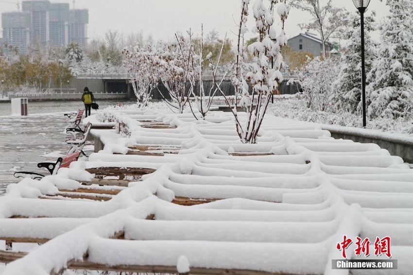 青海省西寧市で降雪　都市全體が白銀の世界と化す　