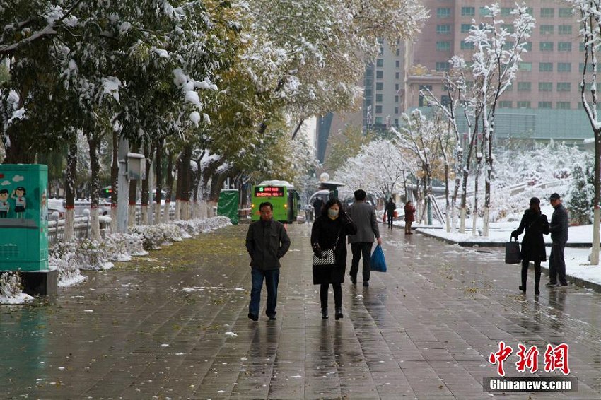 青海省西寧市で降雪　都市全體が白銀の世界と化す　