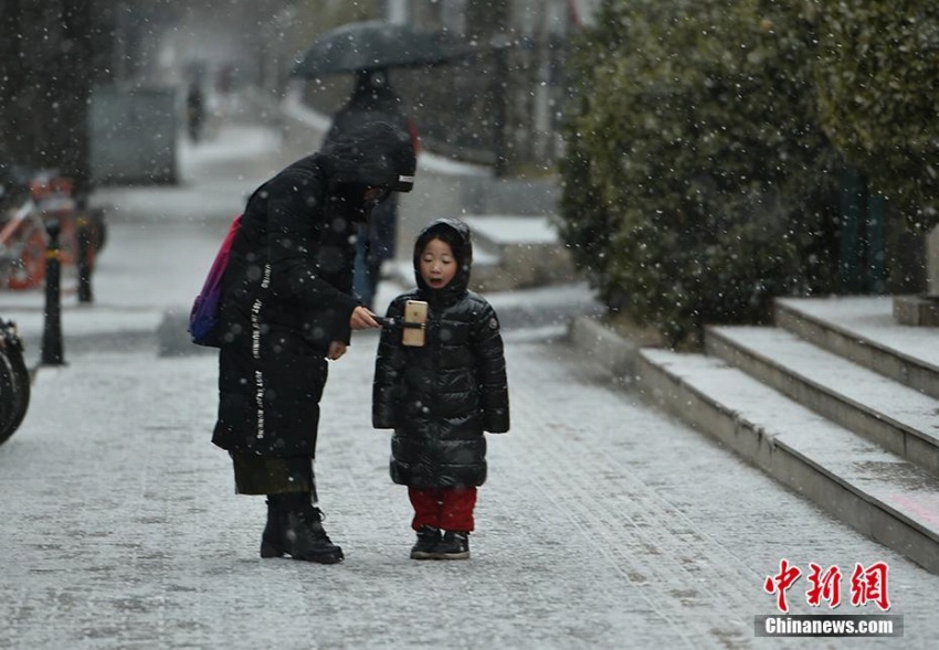 北京市の広い範(fàn)囲で雪　市內(nèi)は一面の銀世界に