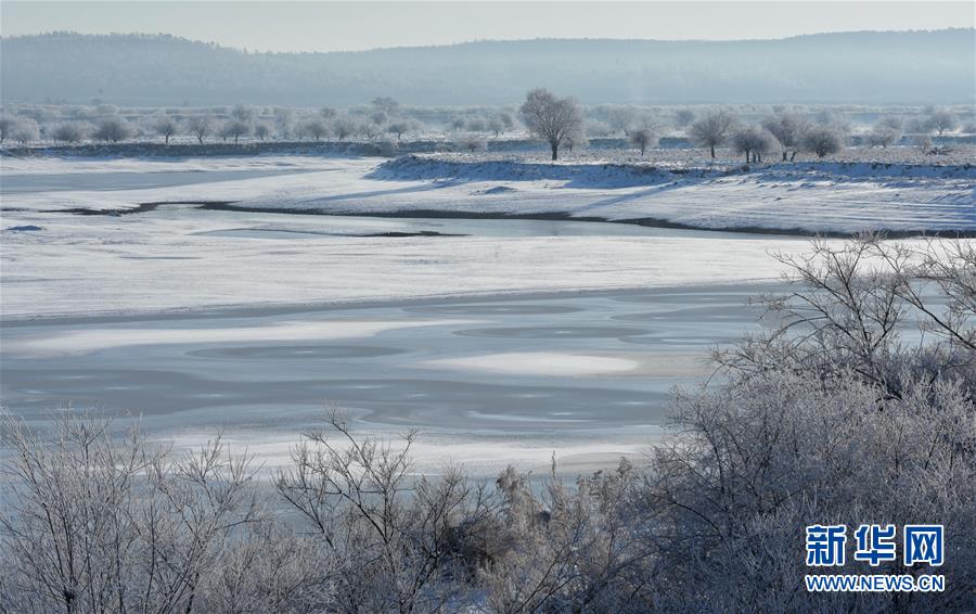 黒竜江の岸辺に広がる美しい霧氷の風(fēng)景　黒竜江省