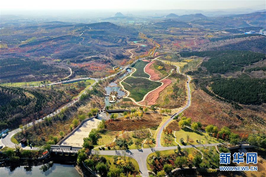 11月14日、ドローンで撮影された河北省邯鄲市叢臺(tái)區(qū)の紫山公園（撮影?牟宇）