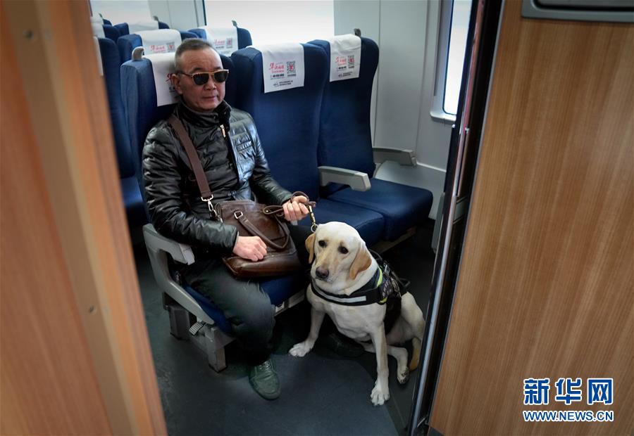 盲導(dǎo)犬が高速鉄道に同乗、目の不自由な乗客も安心　河南省