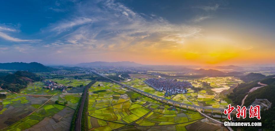 整然と並び、田園風(fēng)景に彩りを添える赤い屋根と白い壁の建物（撮影?李小明）。