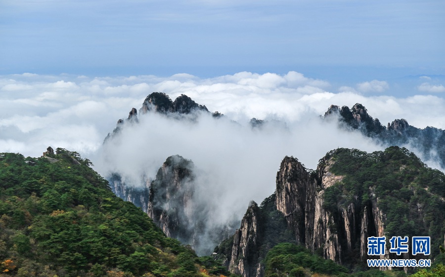 秋の気配満ちた黃山　仙界のような雲(yún)海