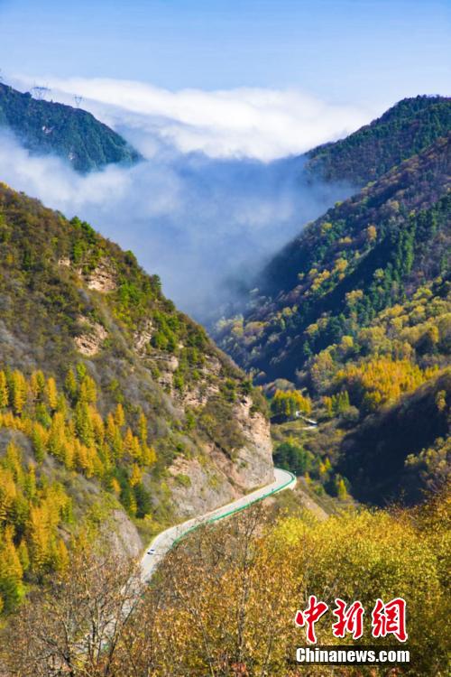 秋色のパレット一面に広がる六盤山　寧夏