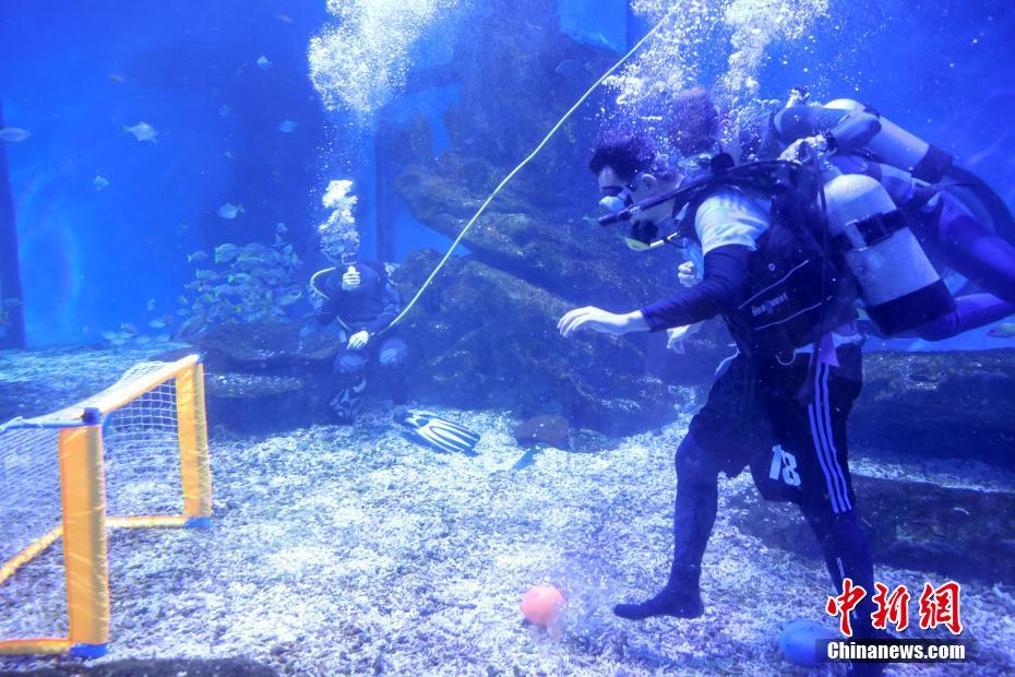 水中サッカーに水中自転車レース！遊園地で「海底運(yùn)動(dòng)會(huì)」開催　湖北省武漢