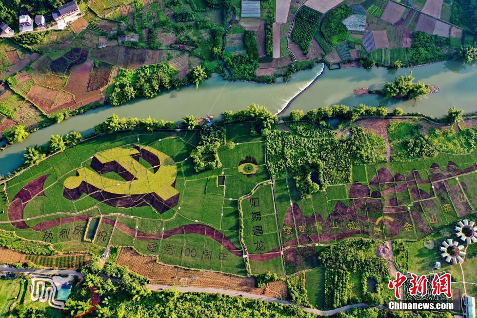 上空から撮影した桂林の新たな風(fēng)景?田んぼアート　広西