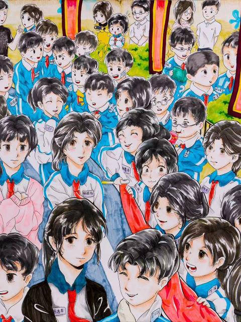 先生と同級生47人の似顔絵描いた小學生　広東省