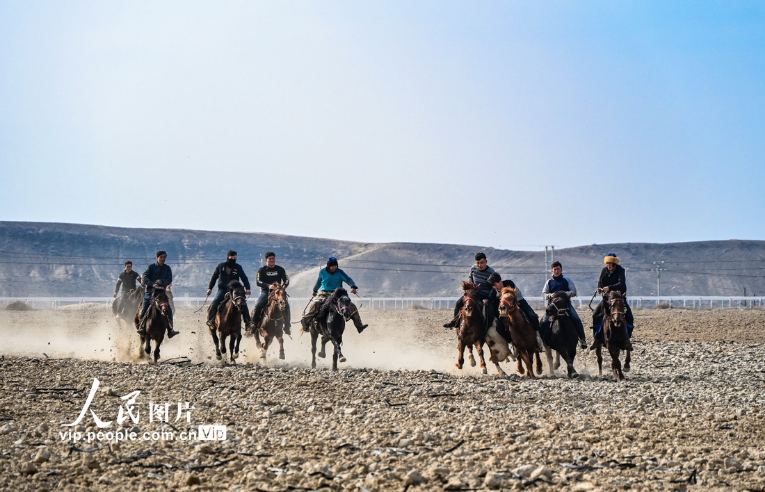 新疆呼図壁で披露された伝統(tǒng)的な競馬パフォーマンス（撮影?陶維明/寫真著作権は人民図片が所有のため転載禁止）。