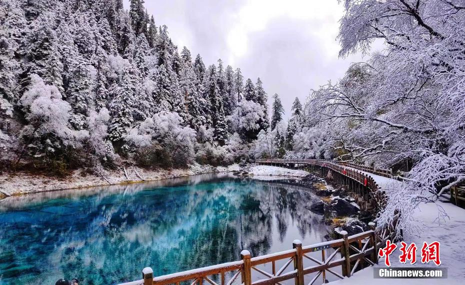 美しい雪景色が広がる九寨溝　四川省