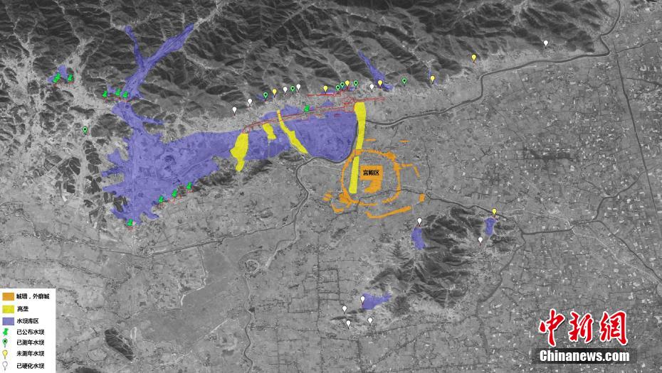 新たに発見(jiàn)されたダムおよび良渚遺跡群の中?後期構(gòu)造（寫(xiě)真提供?國(guó)家文物局）。