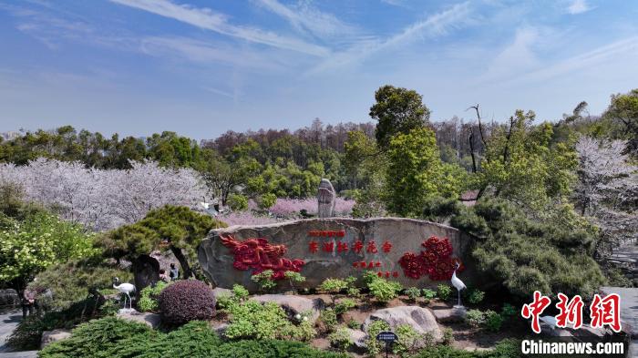 上空から撮影した東湖の牡丹園（撮影?呉淘淘）。