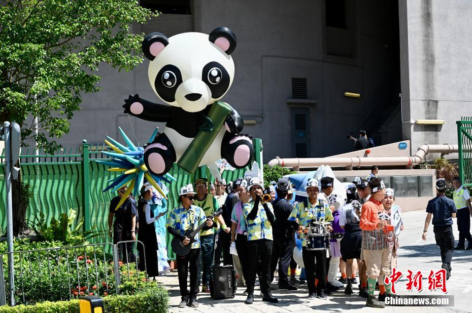 中央政府から贈られた3ペア目となるパンダが香港海洋公園に到著